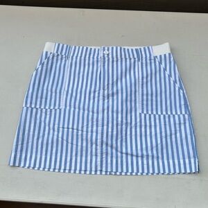Blue and White Stripe Summer Skirt with Built-in Shorts